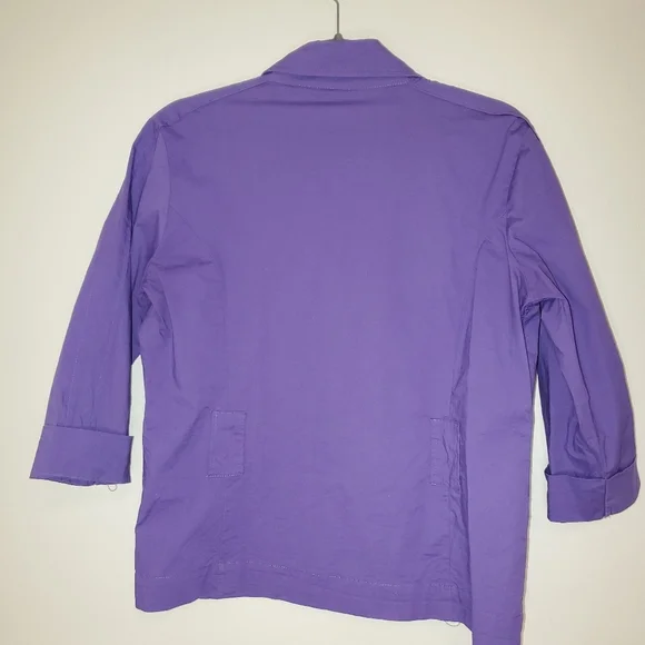 Millenium Purple 3/4 Cuffed Sleeve Button-Up Utility Top - Size L - Picture 2 of 7